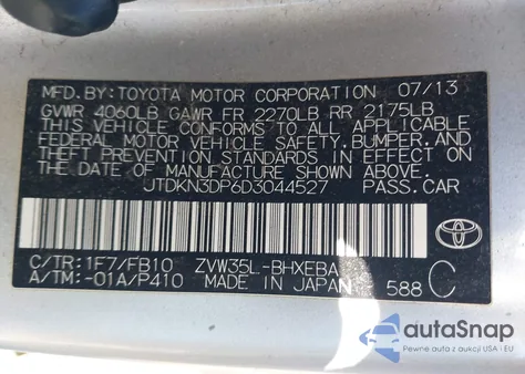 2013 Toyota Prius Plug-In z USA, uszkodzony, nr VIN JTDKN3DP6D3044527